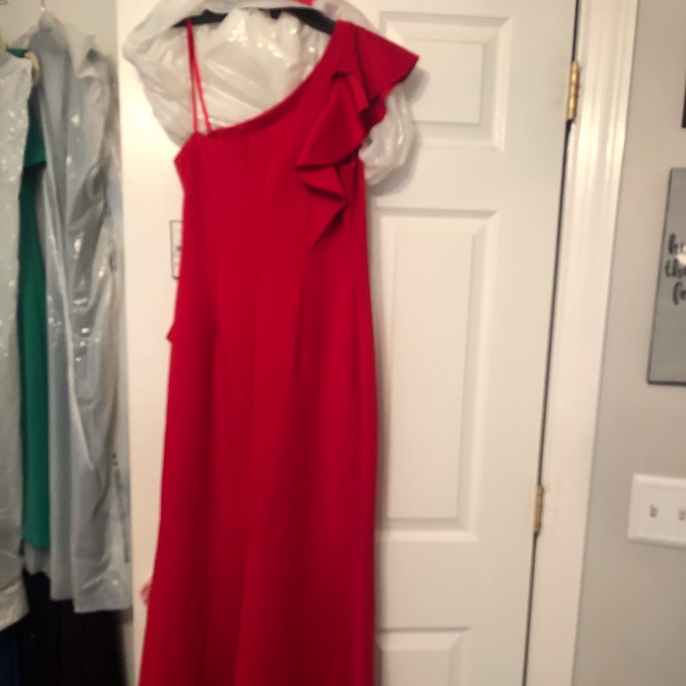 One Shoulder Red Dress